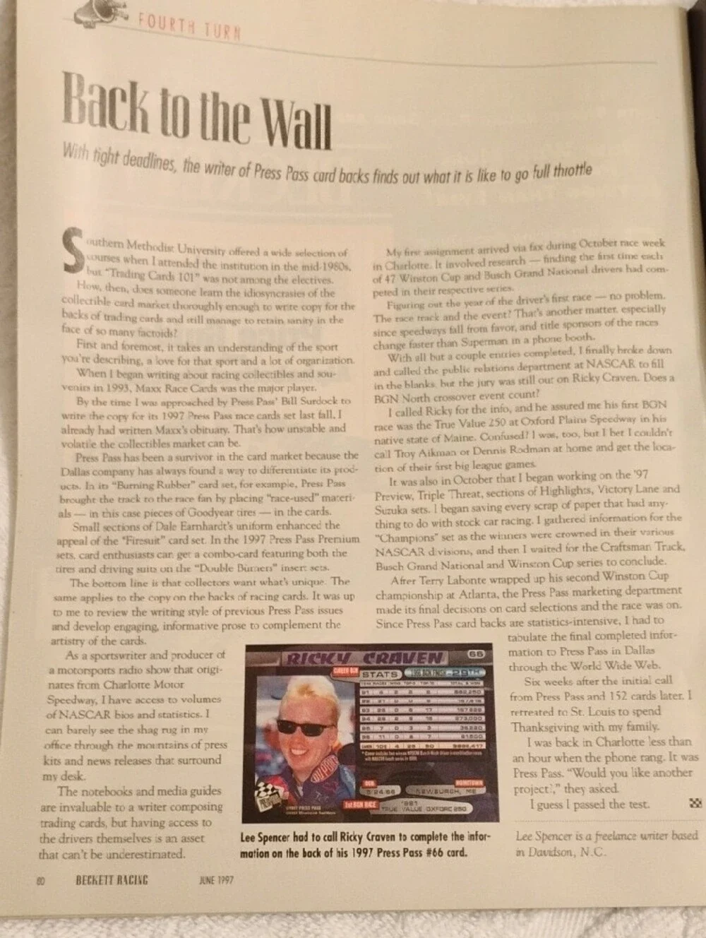 Magazine- Beckett Racing June 1997